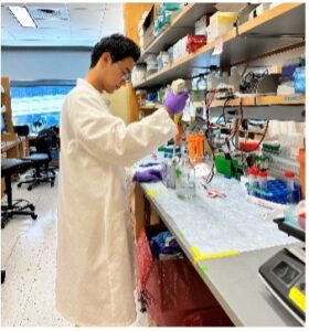 Calvin Jung at lab bench